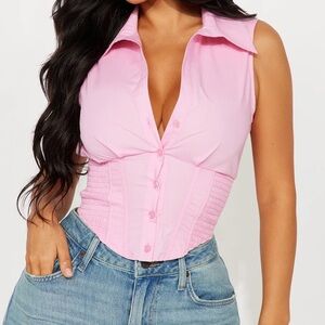 Endless Talks Sleeveless Corset Top - Pink